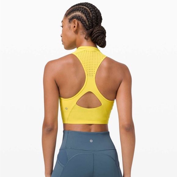 Lululemon Unleash Strength Bra Medium Support, B/C Cup Yellow Serpentine 4 Gym - Picture 5 of 9